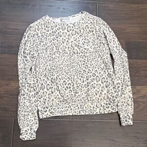 Wildfox Cream and Gray Leopard Print Top